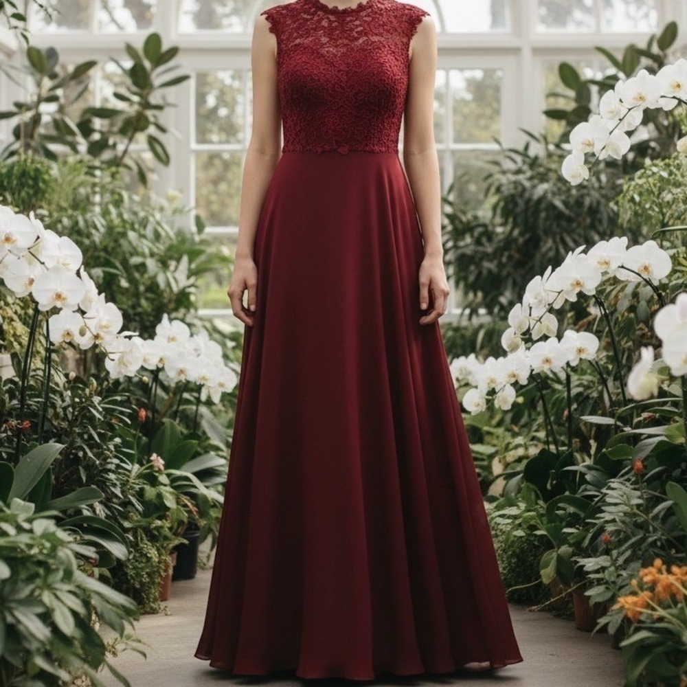 Christina Wu Elegance Gown Women 10 Wine Lace Cap Sleeve Formal Dress Hoco Gala